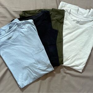 J. Crew Men's Short Sleeve Tee Set - Light Blue, Black, Olive, White